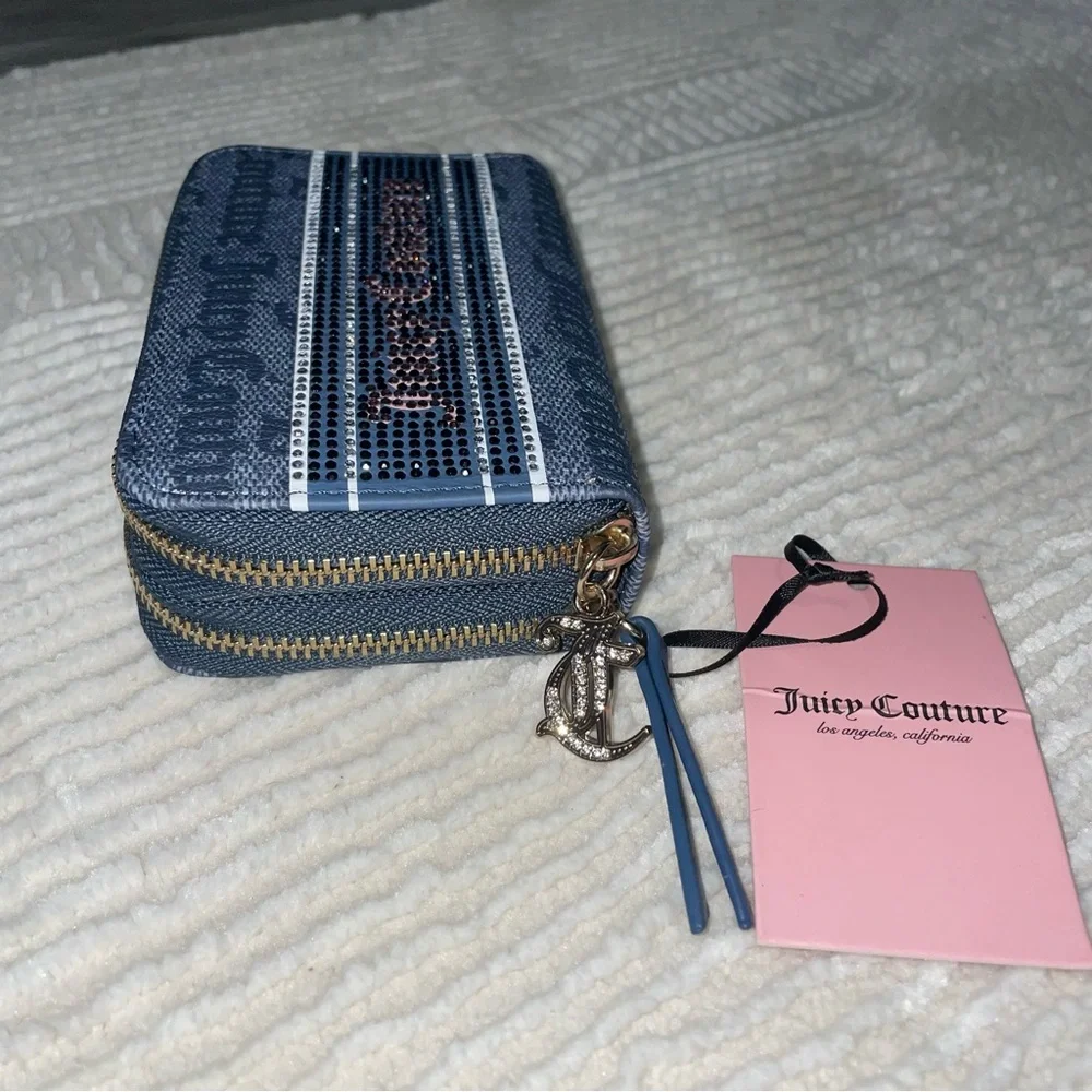 Juicy Couture Denim Blue Double Zip-Around Wallet